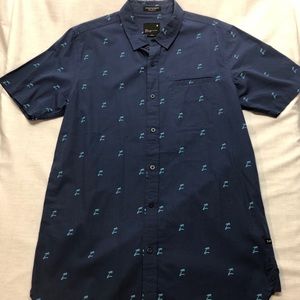 NWOT Tavik dark blue/teal palm print shirt size L